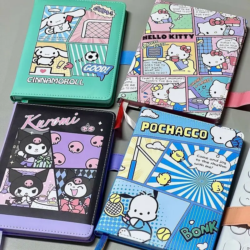 Kawaii Anime Sanrio Pochacco Notebook Cartoon Hello Kitty Cinnamoroll Comic Style Magnetic Button Notebook Student Hand Ledger