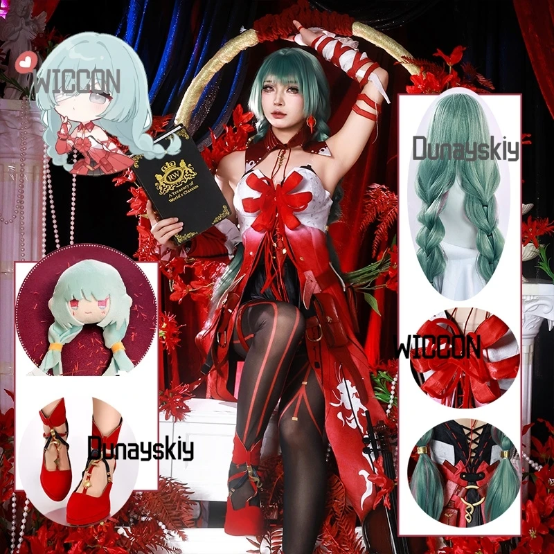 

Phrolova Wuthering Waves Cosplay Costumes Wig Shoes Accessions Red Cool Lolits Dress Jirai Kei Party Stage Halloween Cosplay