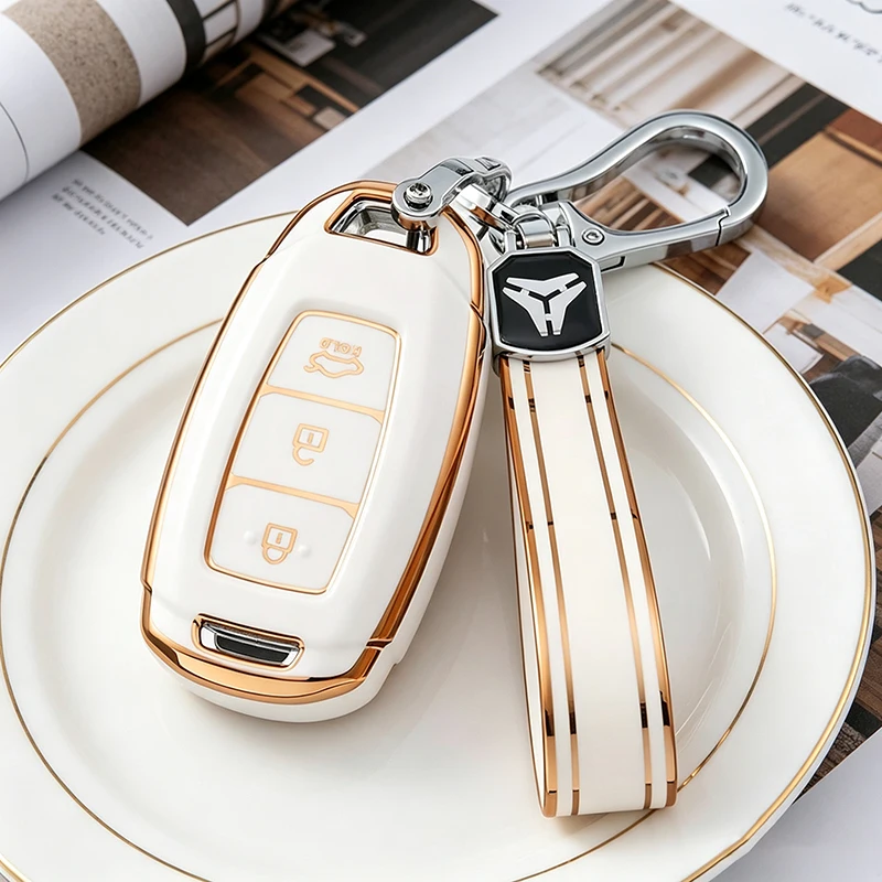 3-Tasten TPU Autoschlüssel-Hülle für Hyundai LA FESTA Kona 2021 Creta 2 Solaris I30 Ix35 Azera ELANTRA GRANDEUR IG Auto-Schlüsseltasche