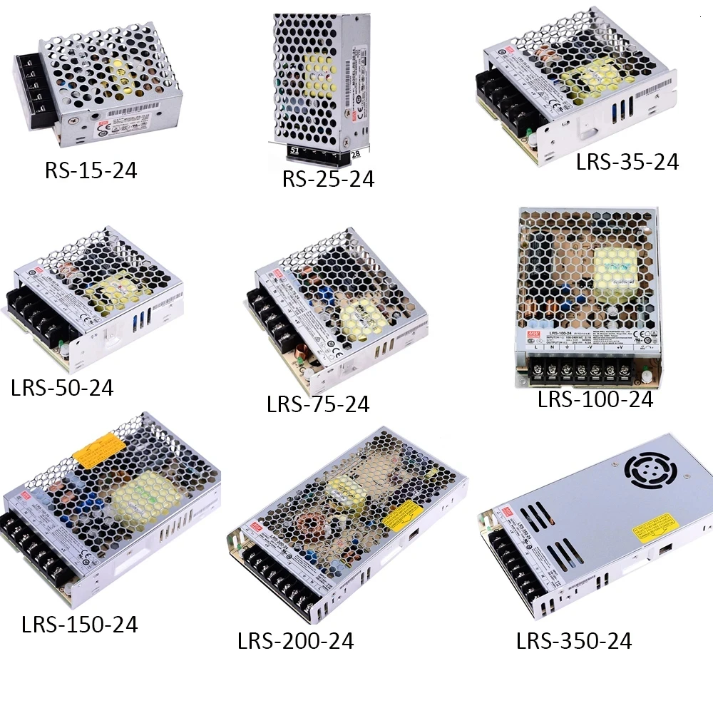 Mean Well RS-15 RS-25 LRS-35 50 75 100 150 200 350 450 600W 5V 12V 15V 24V 36V 48V Single Output Switching Power Supply LRS-350W