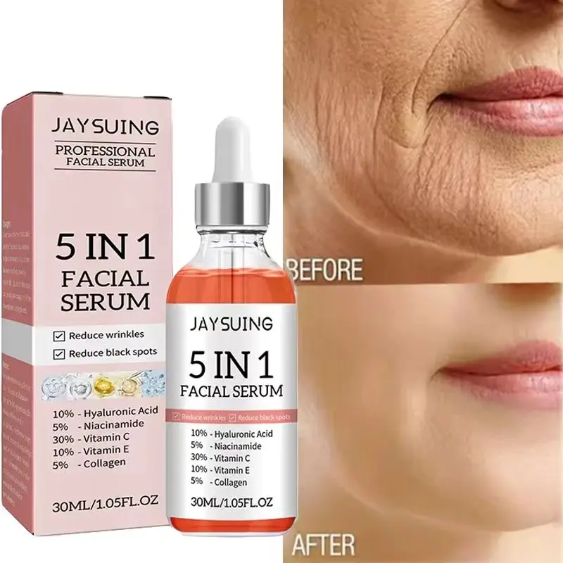 

5 In 1 Fade fine lines Firming Face Serum Moisturizing brightning Vitamin C Hyaluronic Acid Facial Serum Shrink Pores Skin Care
