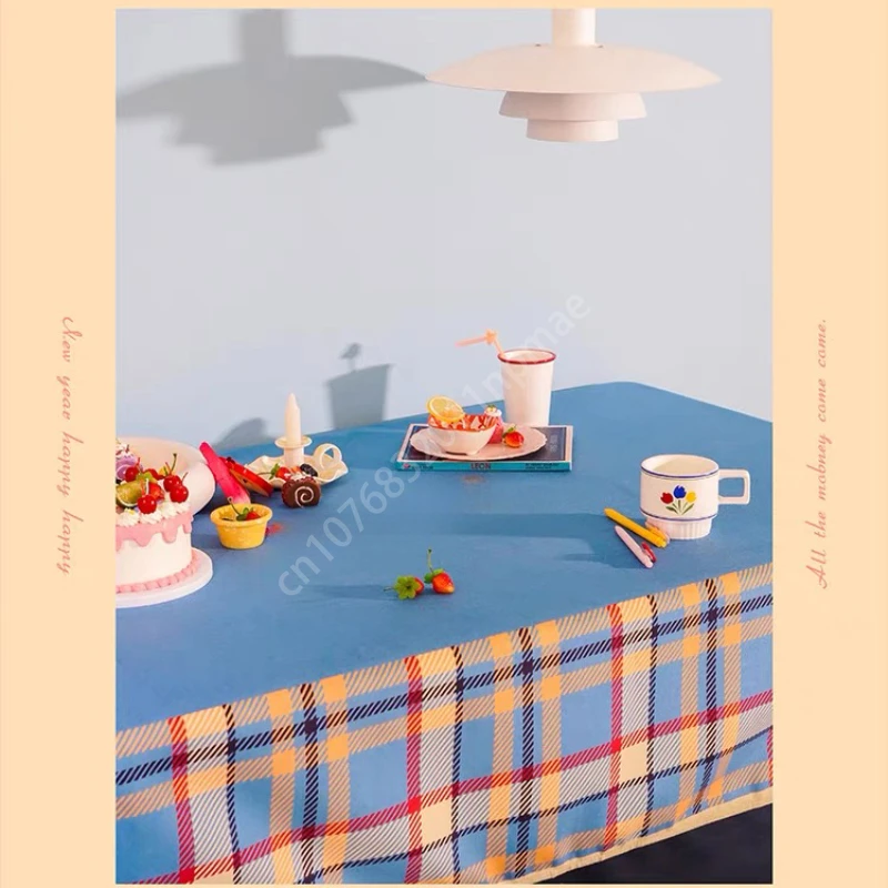 

American Retro Plaid Student Tablecloth Coffee Table Cloth Desk Decoration Waterproof Cloth Square Tablecloth Home Creative