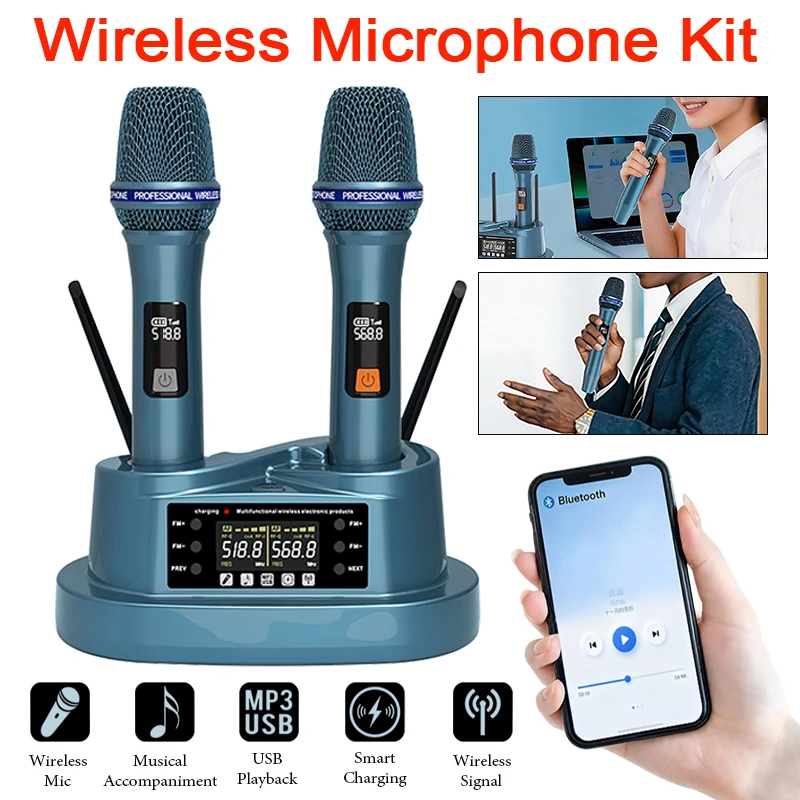 wireless-microphone-kit-with-3-in-1-magnetic-charging-dock-built-in-lithium-battery-and-bluetooth-for-karaoke-and-live-events