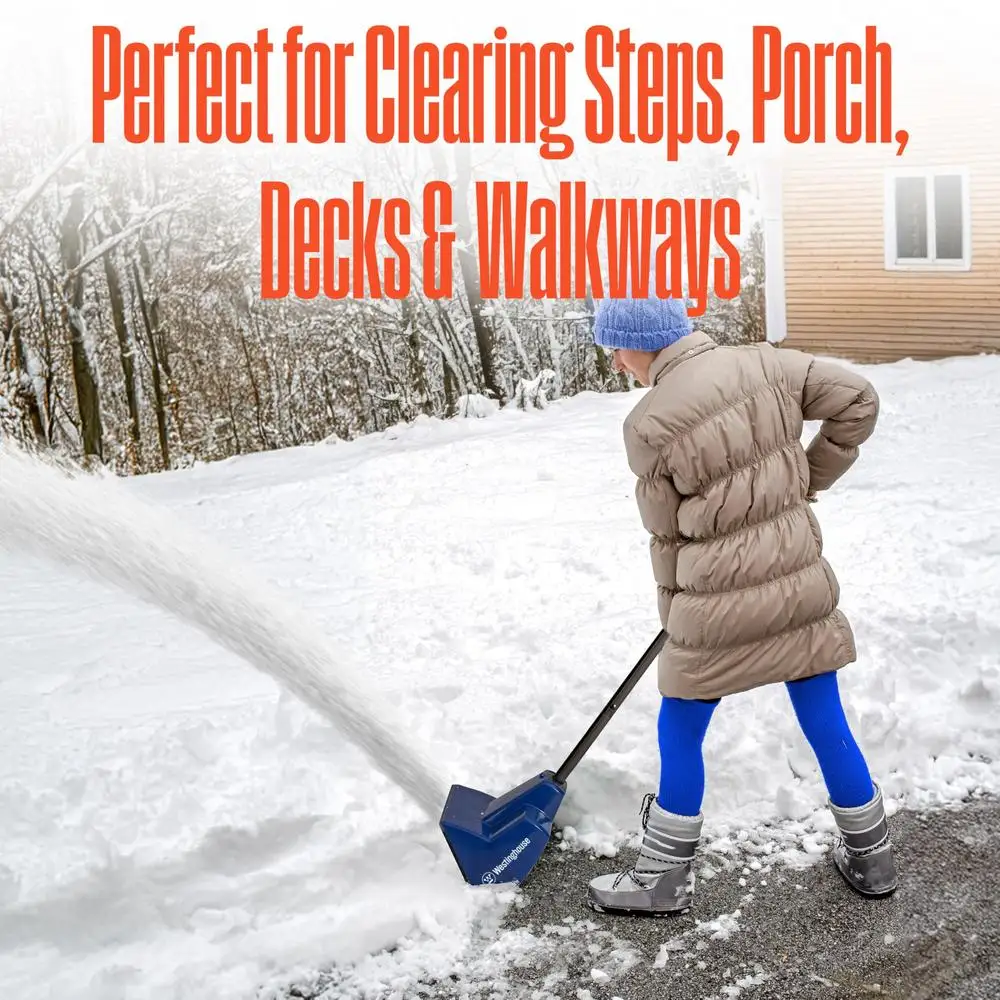 24V Cordless Electric Snow Shovel Kit 11 Inch Battery-Powered Fast Charger Throw 20ft Clear Driveways Sidewalks Porches Steps