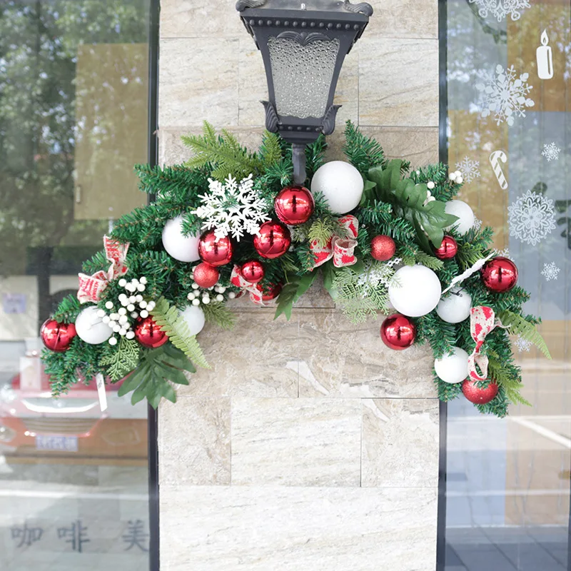 

Christmas American style 120cm cow horn rattan wall hanging shopping mall window display luminous flower wreath Christmas tree d