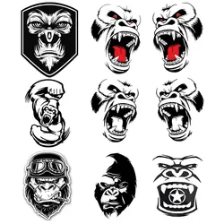 Roaring Golden Sticker Monkey Orangutan Head Car Stickers Black and White King Kong PVC Decorative Decal Motorcycle Off Road