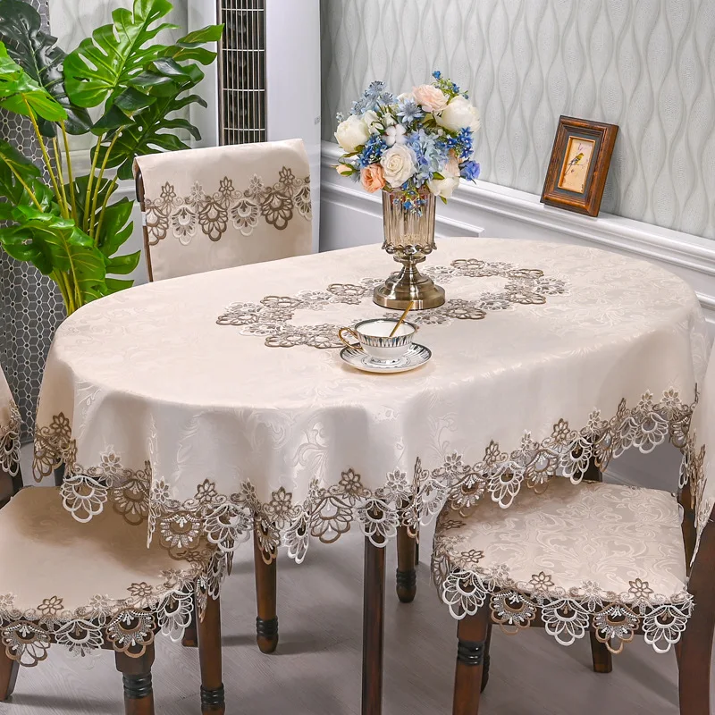 European lace living room simple tea table tablecloth Hotel Hotel household round table tablecloth light luxury cloth