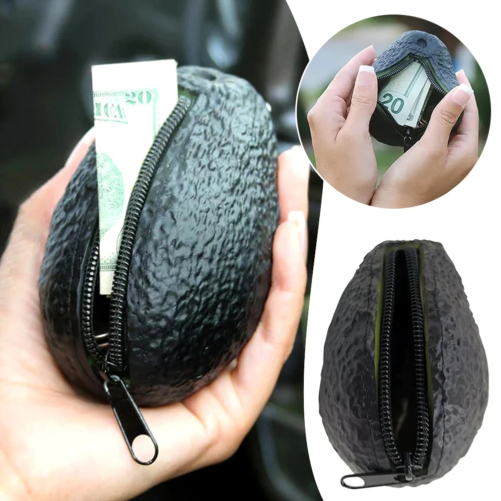 Avocado Coin Purse Pouchs With Zipper Waterproof Wear Resistant Coin Bag For Outdoor Travel