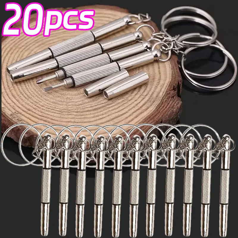 1/5/10/20pcs Mini-Glasses Multifunction Eyeglass Screwdriver Repair Tool Watch Repair Kits with Keychain Portable Hand Tools