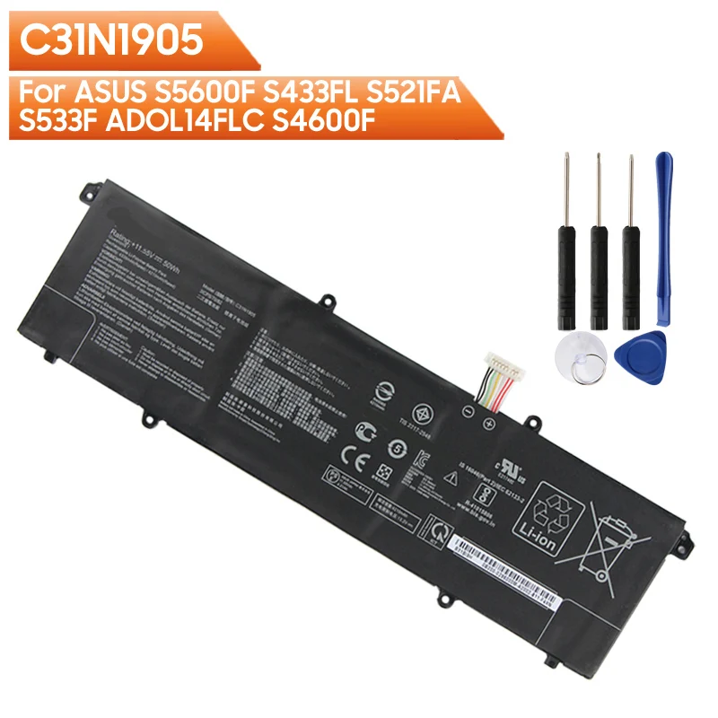 Original Replacement Battery C31N1905 For ASUS S5600F S433FL S521FA S533F ADOL14FLC S4600F 4335mAh