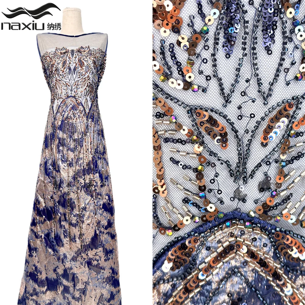 

Madison Luxury Sequins Lace Fabric 2026 High Quality French African Beaded Lace Fabric Nigerian Embroidery Fabric For Wedding