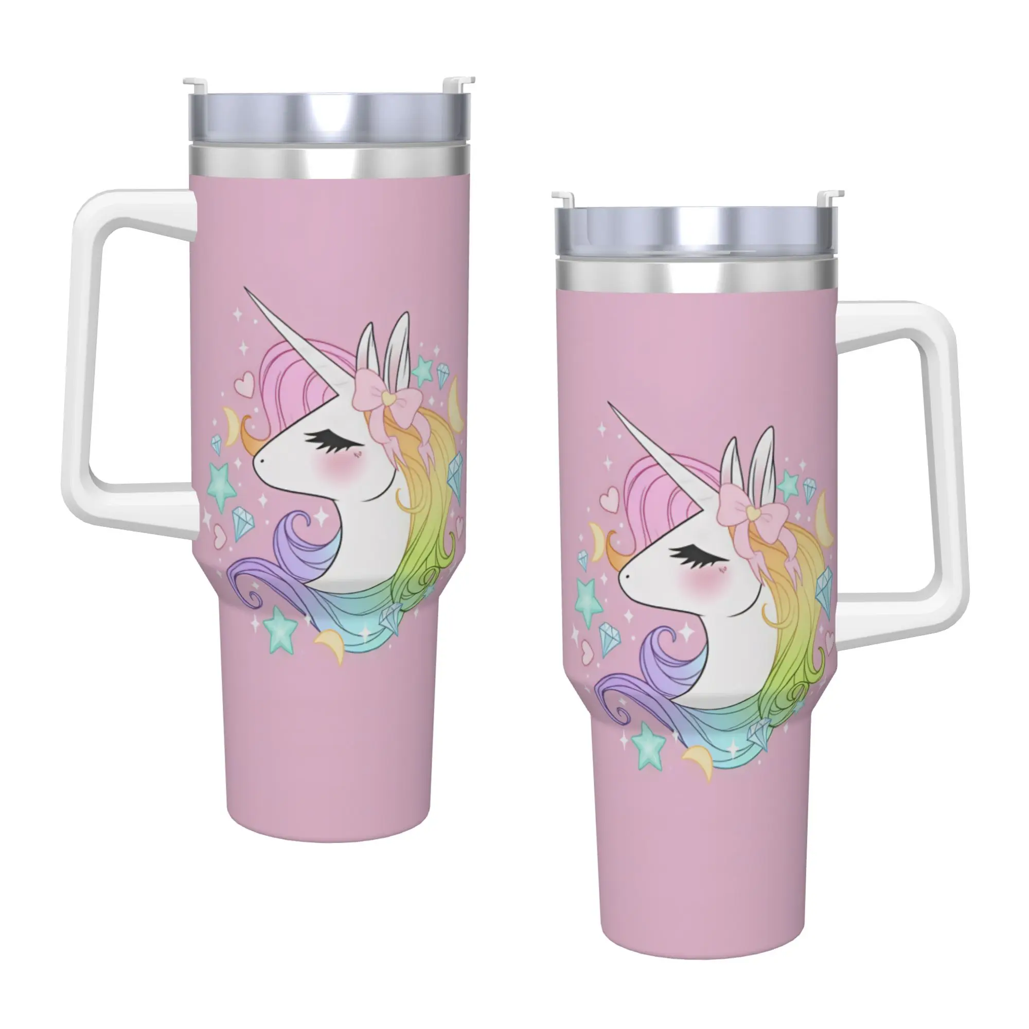 Cute Unicorn Stainless Steel Tumbler  Travelist Thermal Cups With Straws and Lid Large Car Mugs Cold and Hot Water Bottle