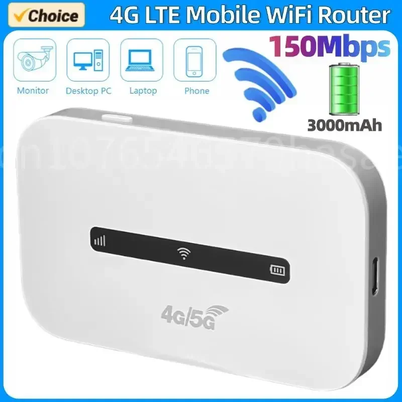 Portable 4G LTE Mobile Hotspot 150Mbps 3000mAh WiFi Router SIM Card Slot Internet Router For Outdoor Business Travel