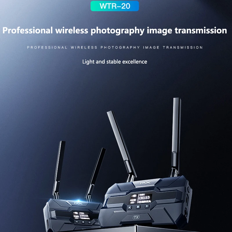 PX WTR-20 200M Wireless Video Transmission System 4K30 1080P 0.06s Low Latency OLED Image Transmitter & Receiver