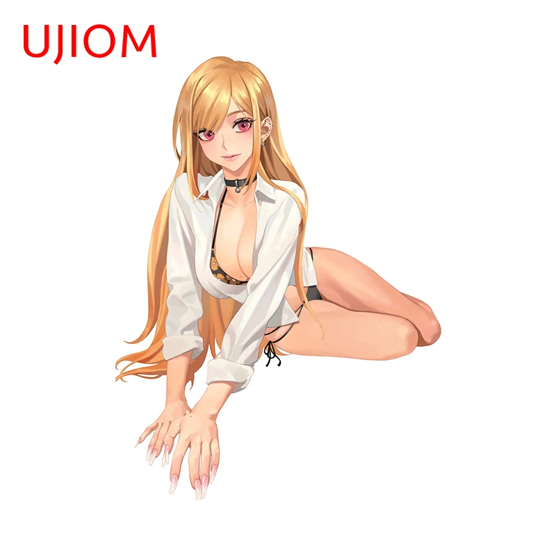 UJIOM 13cm X 9,6cm Sexy Kitagawa Marin Wall Stickers Kneeling Position Beautiful Girl Wallpapers Decals Great Home Decor