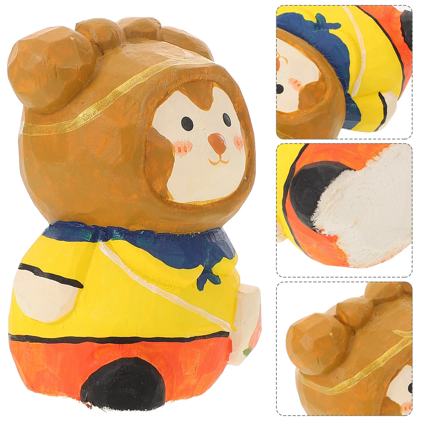 

Wooden Carved Monkey Statue Sun Wukong Home Decor Office Desk Ornament Small Monkey Craft Gift Wood Decorations