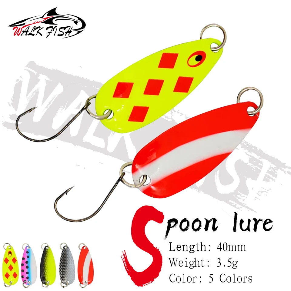 WALK FISH-cebo de pesca giratorio, 1 Uds., 40mm, 3,5g, cuchara de pesca, señuelo para trucha, anzuelo único con lentejuelas, rama de bagre, cebo falso con lentejuelas