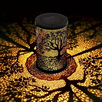 Hanging Solar Lantern, Outdoor Waterproof Vintage Metal LED Big Tree Decorative Lights, Garden Yard Lawn Lights