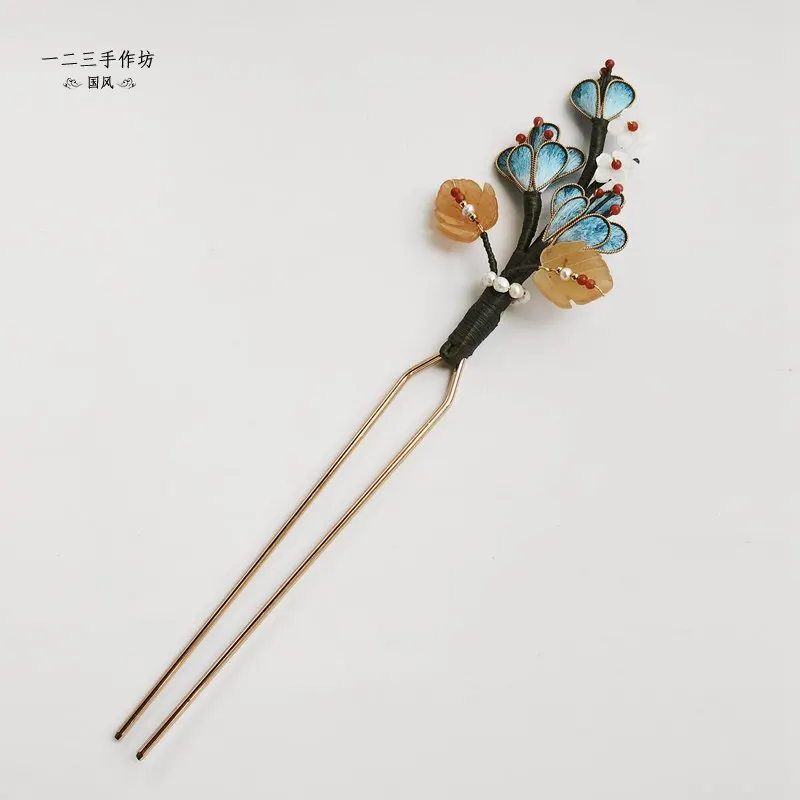 original-chinese-intangible-heritage-velvet-u-hairpin-unique-niche-new-chinese-style-hair-accessory