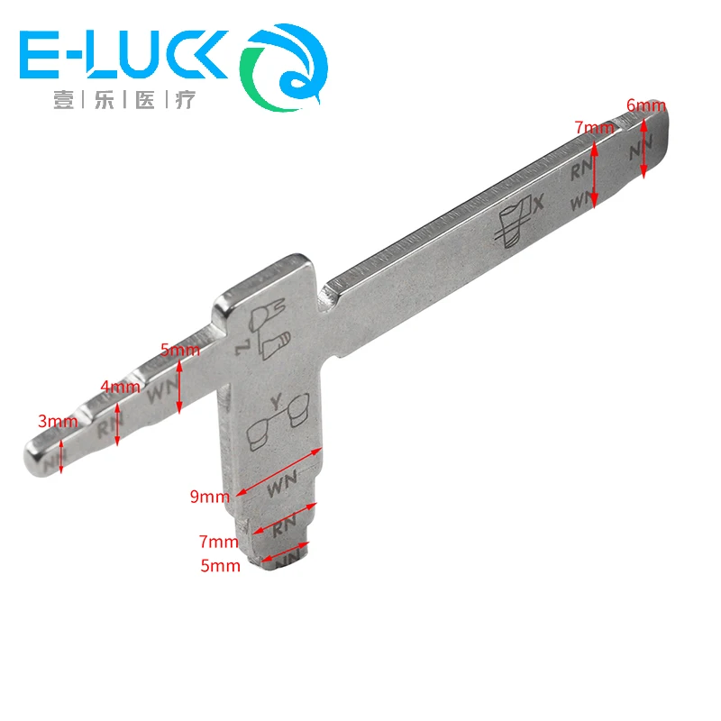 Regla de medición de implantes dentales, medidor de medición de forma de T de acero inoxidable, distancia Interdental, localizador de implantes