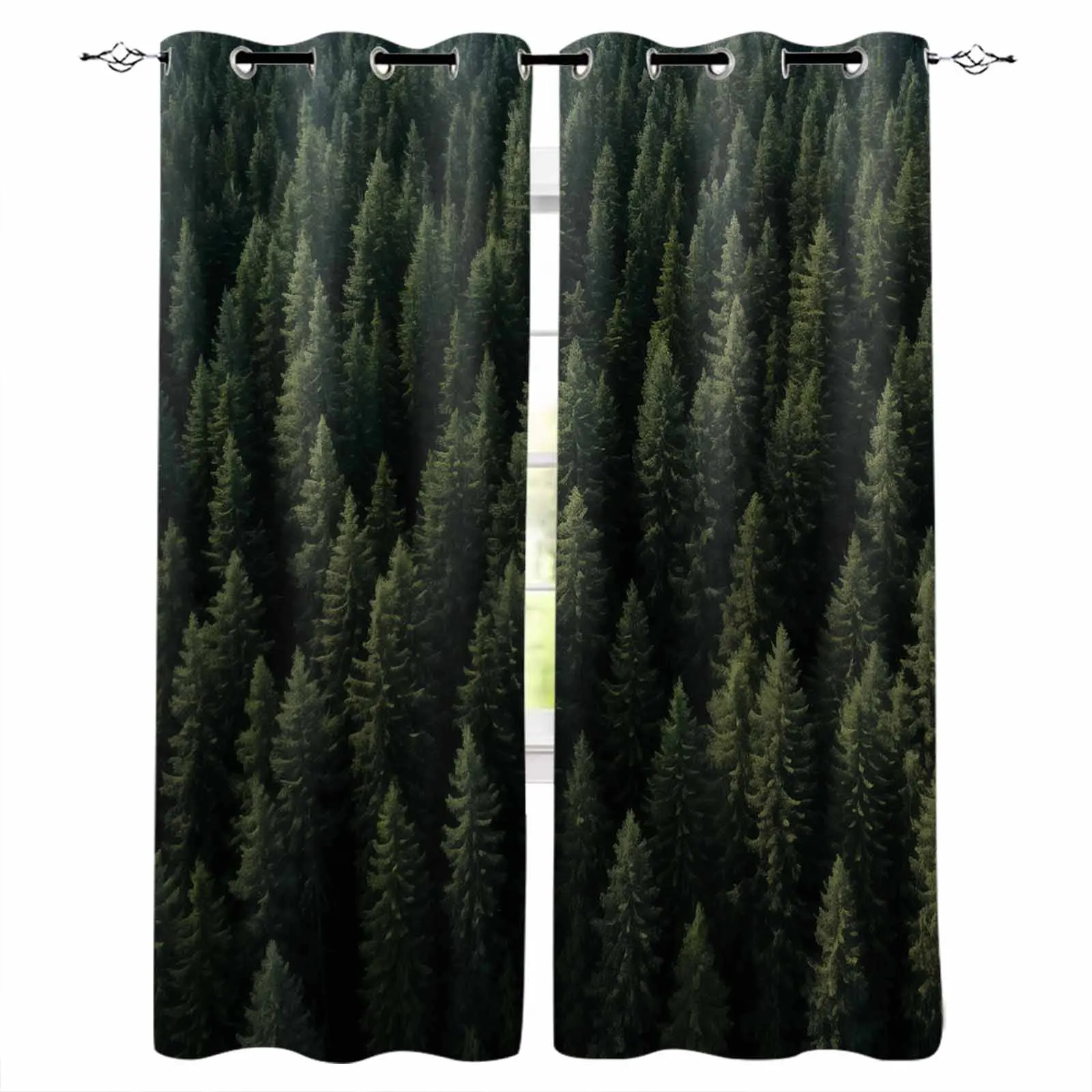 Wallpaper Forest Tree Autumn Living Room Bedroom Elegant Curtains For Kitchen The Room Window Treatments Drapes