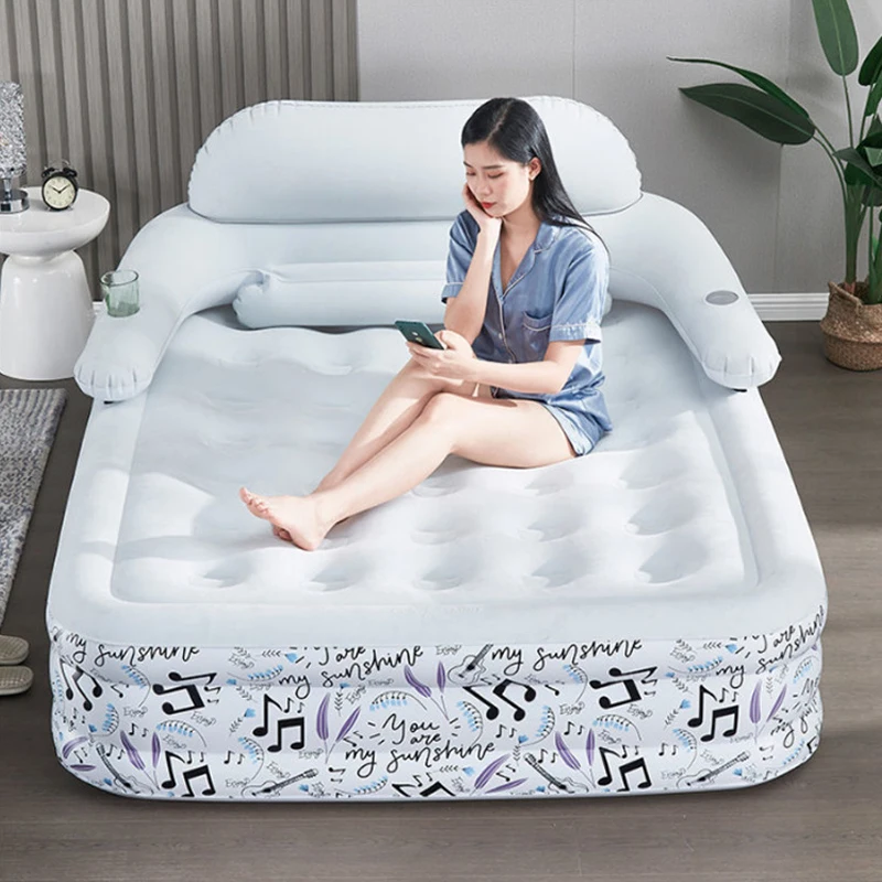 Inflatable bed thickened single person plus air cushion bed simple and portable outdoor lazy backrest inflatable mattress