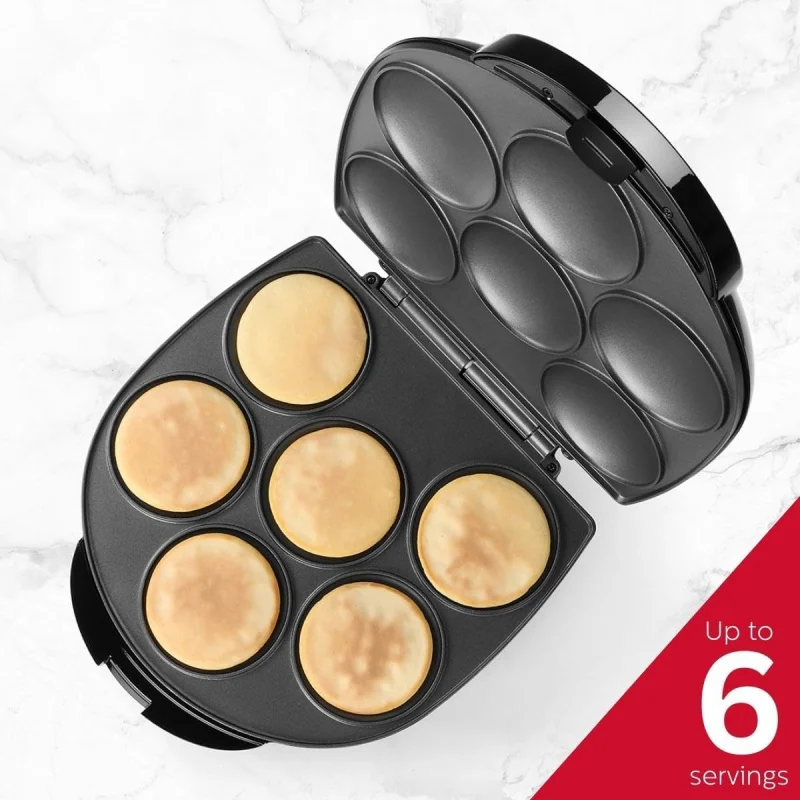 Non-Stick 6-Section Multi-Food Maker - Make Delicious Arepas, Pancakes, Corncakes, Tosti Arepa - Easy-to-Use - 6-PC - Black