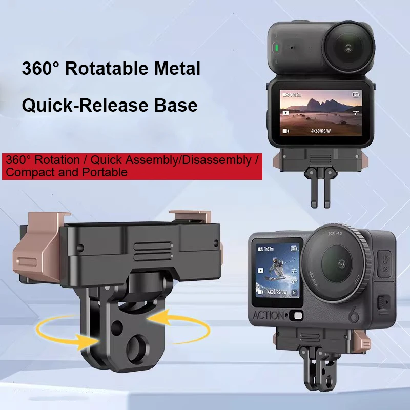 

Magnetic Camera Mounting Base for DJI Osmo Action 6/Nano with 2-claw and 1/4-inch Threaded Mount Interface Quick Release Mount