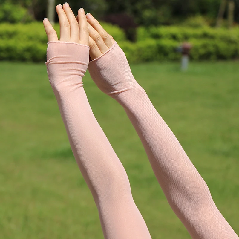 Guantes de malla de protección solar de verano de alta elasticidad para conducir encaje Sexy transpirable largo Color sólido cubierta de brazo mangas de codo
