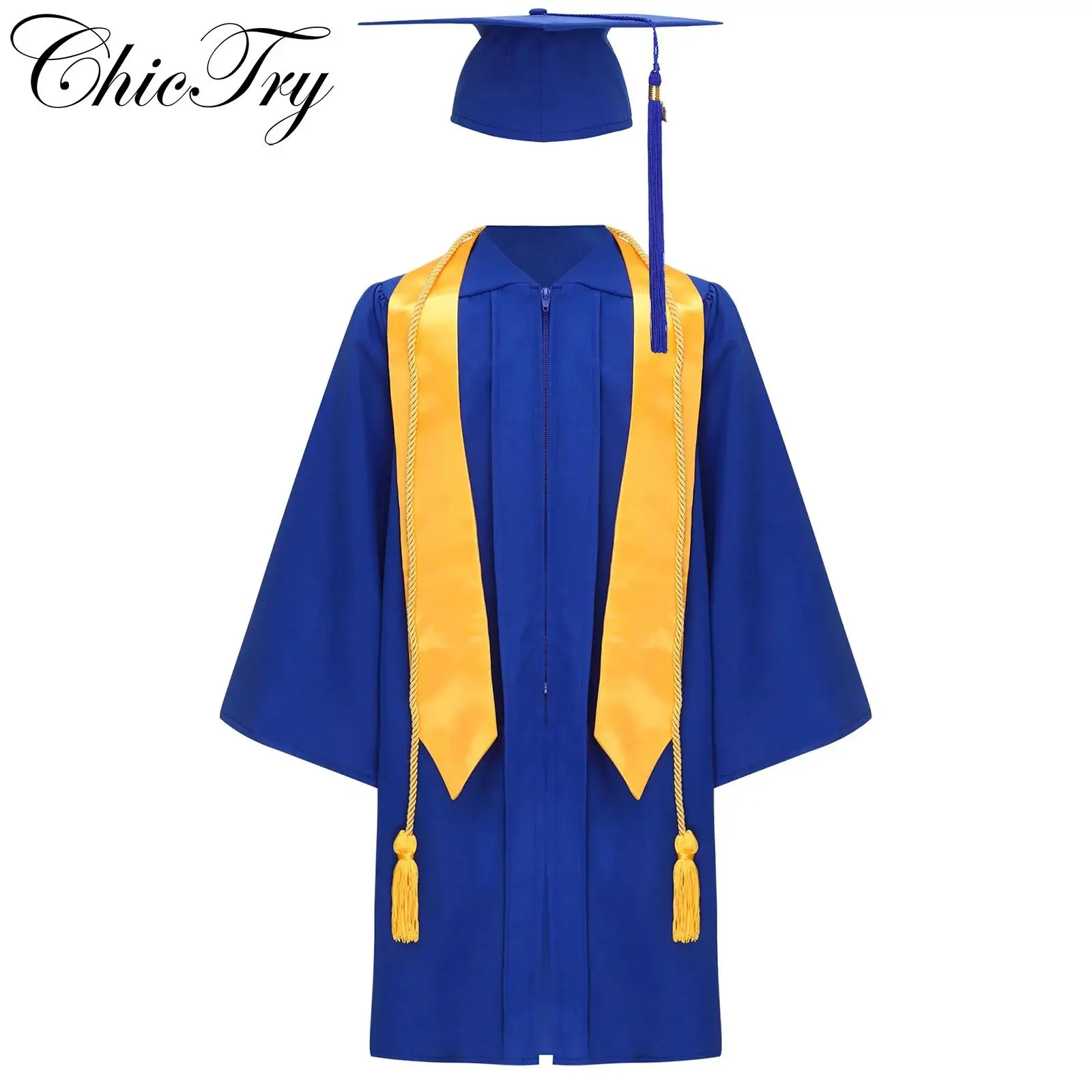

Kids Girls Boys Kindergarten School Graduation Gown Preschool Maternity Diploma Uniform Cosplay Set with Badge Tassel and Sash