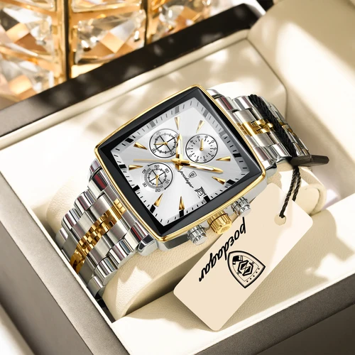 Imagen 1 del producto Reloj de Pulsera Masculino de Lujo POEDAGAR, Resistente al Agua, Luminoso, de Acero Inoxidable, Cronógrafo, con Fecha, Reloj de Cuarzo para Hombre