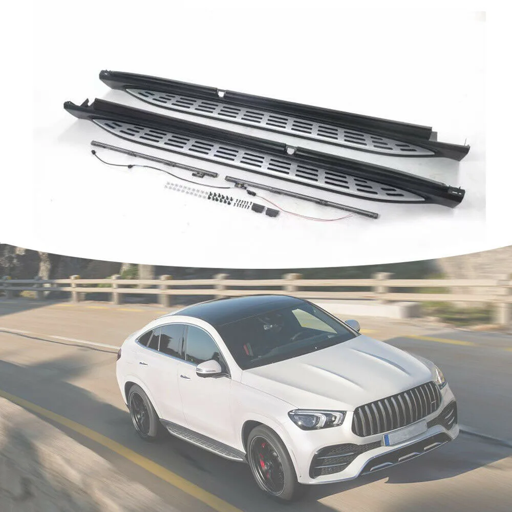 2Pcs Running Board Side Steps Pedals Nerf Bar With Light fits for Mercedes Benz New GLE COUPE 2020 21 22 23