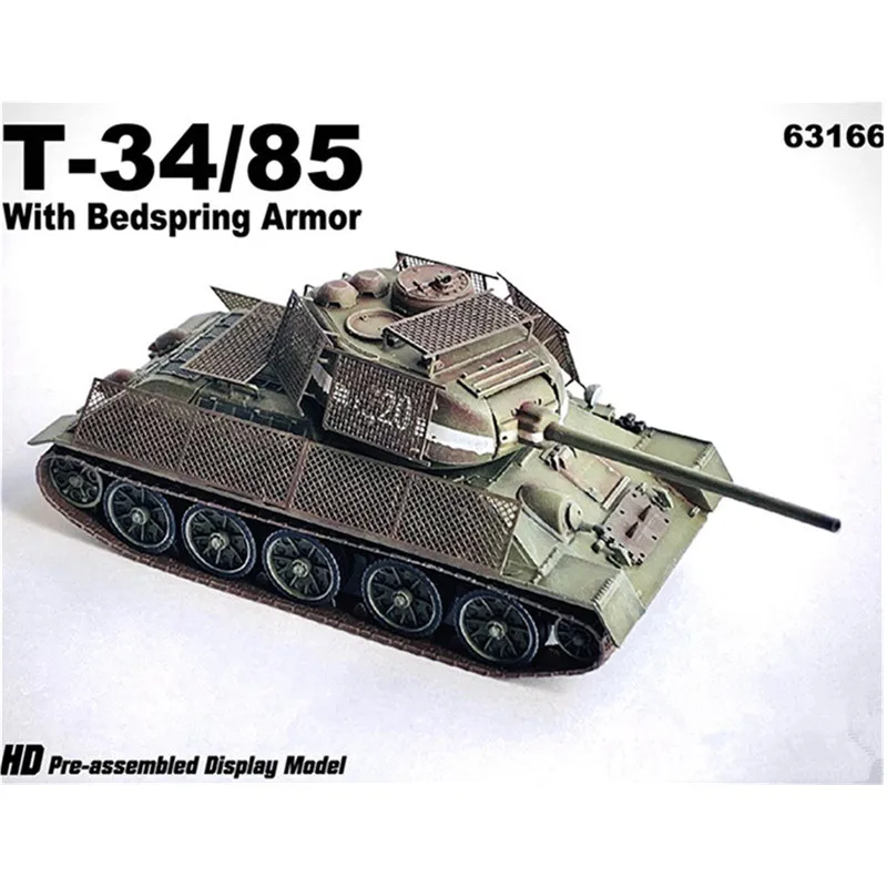 1:72 Scale Model East Line 1944 Soviet T-34/85 Armored Tank With Bedspring Armor Diecast Toy Vehicle Collection Display For Fan