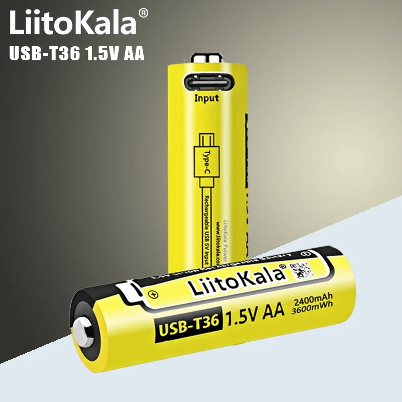 2-60pcs veitoKala USB-T36 1.5V AA 3600mWh Haute capacité USB batterie li-ion aste pour Télécommande souris sans fil