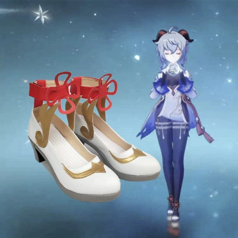 เกมใหม่ Genshin Impact Ganyu คอสเพลย์รองเท้า Bots รองเท้าส้นสูงผู้หญิง Made ฮาโลวีน Custom