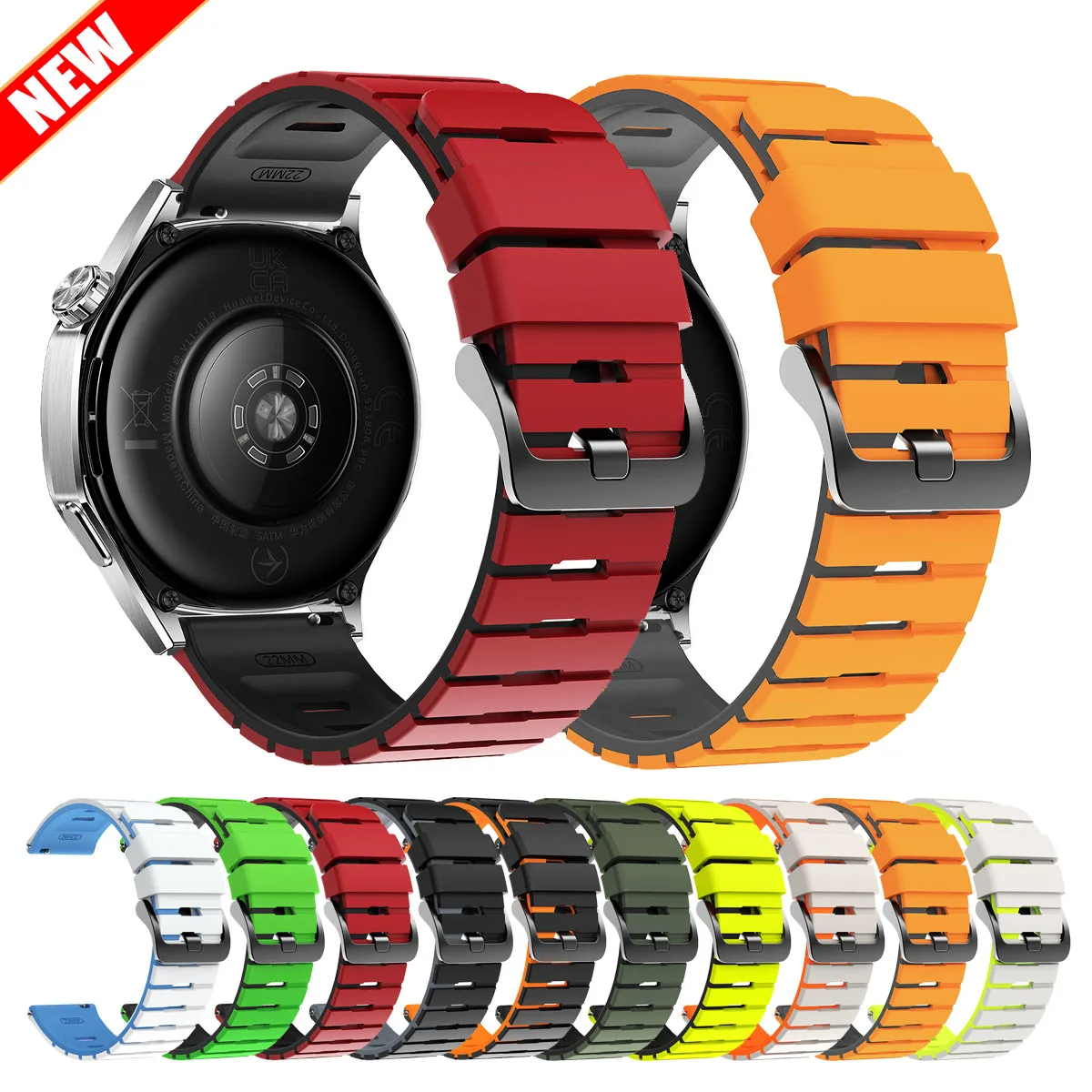 สายนาฬิกาขนาด 22 มม. สำหรับ Samsung Galaxy Watch 3 45 มม. 46 มม./Gear S3 Classic สายซิลิโคนสำหรับนาฬิกา Xiaomi Watch S4 S3 S2 S1/สี 2 สายรัดข้อมือ