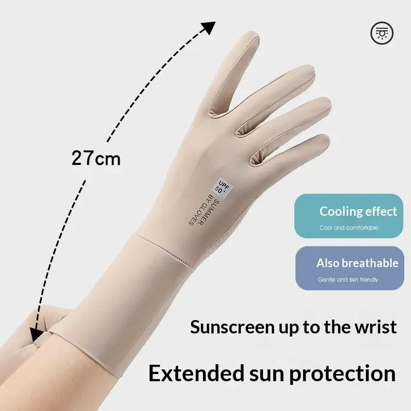 New Summer Riding Sunscreen Gloves For Women Ice Silk Outdoor Driving Touchscreen Non-slip UV Resistant And Breathable Gloves
