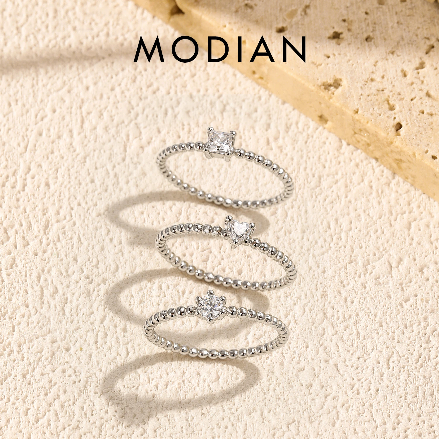 MODIAN D Color Geometric Shaped Moissanite Ring 925 Sterling Silver Heart Square Lab Diamond Wedding Band Jewelry For Women