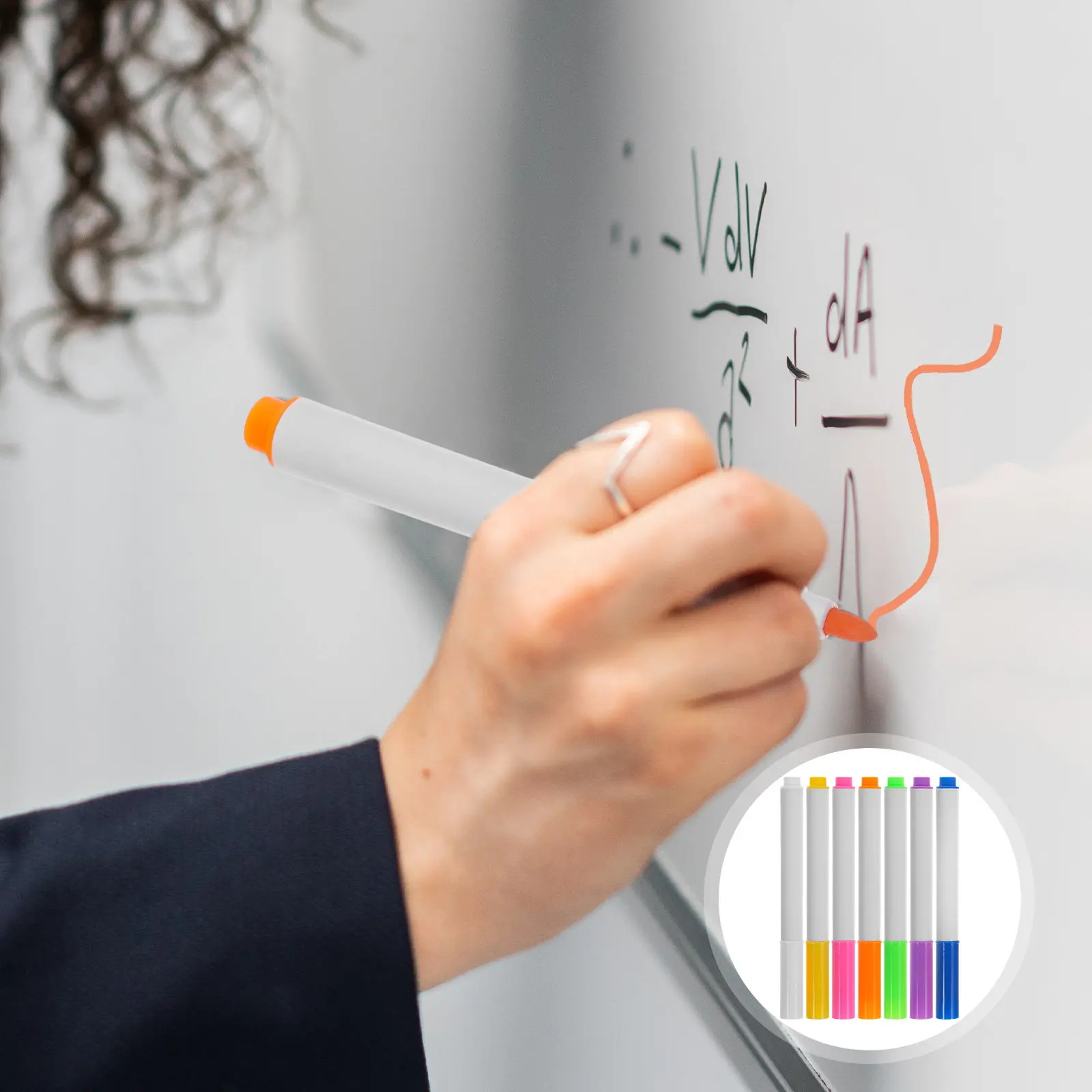 

7Pcs Whiteboard Dry Erase Markers Multi-Color Fine Tip Writable Erasable Pens for Classroom Office Drawing Erase Markers