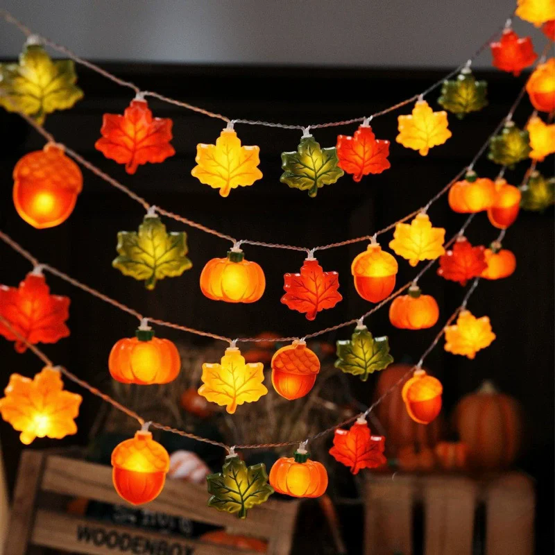 Led Fairy String Lights - Fall Maple Leaf Pumpkin Acorn String