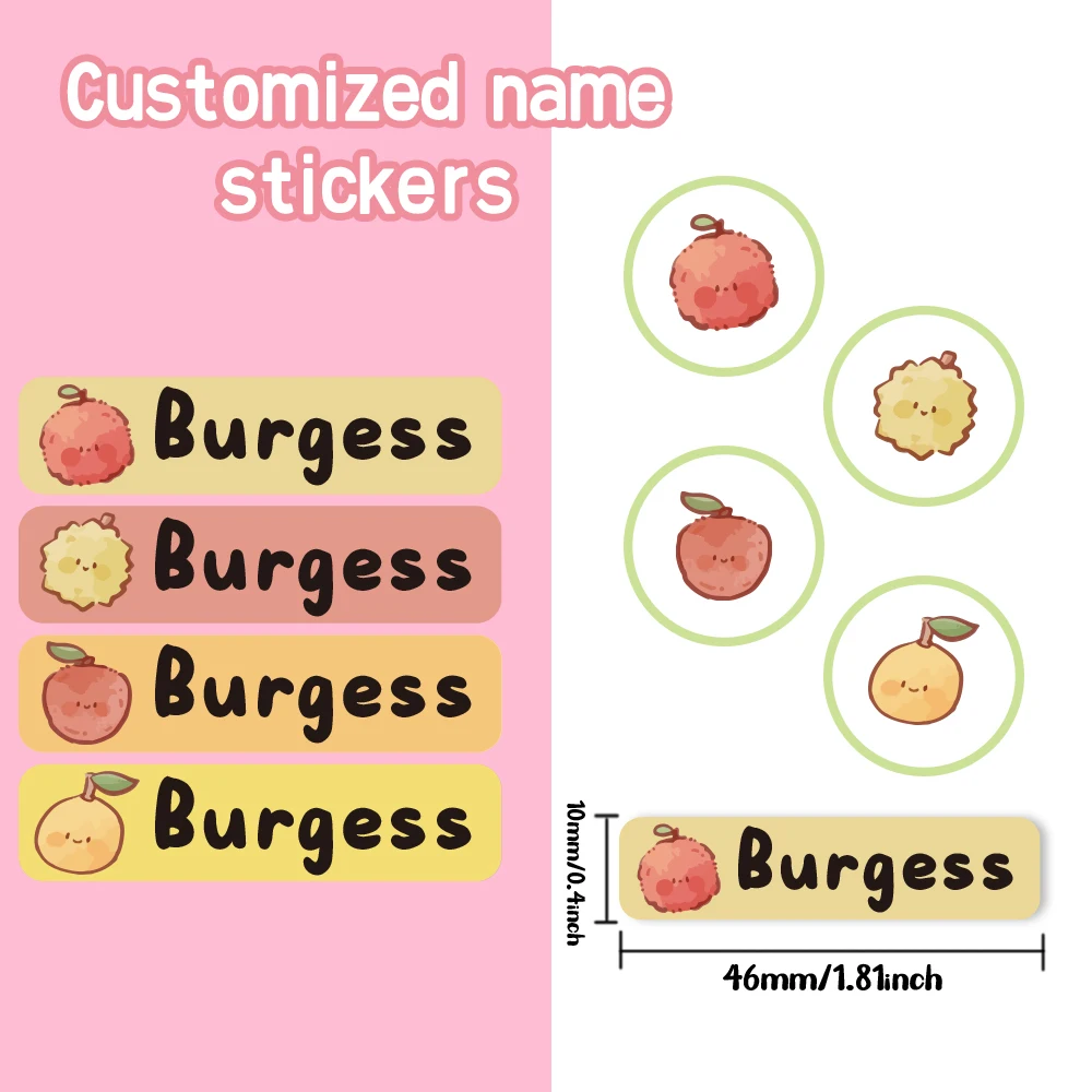 Custom lychee Name Sticker,Transparent Waterproof Stickers for Kids,diy Name Labels for School Bag Bottles Box Mug Uniform