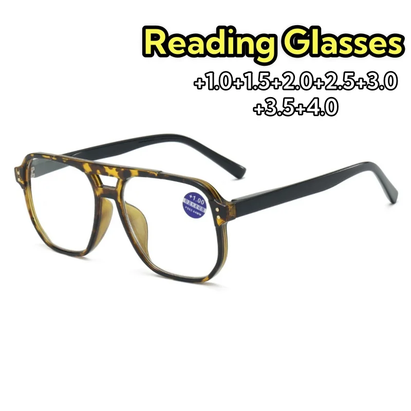 

Trendy Square Full-frame Reading Glasses for Women and Men Casual Anti-Blue Light Far Sight Eyeglasses Diopter +1.0 TO +4.0