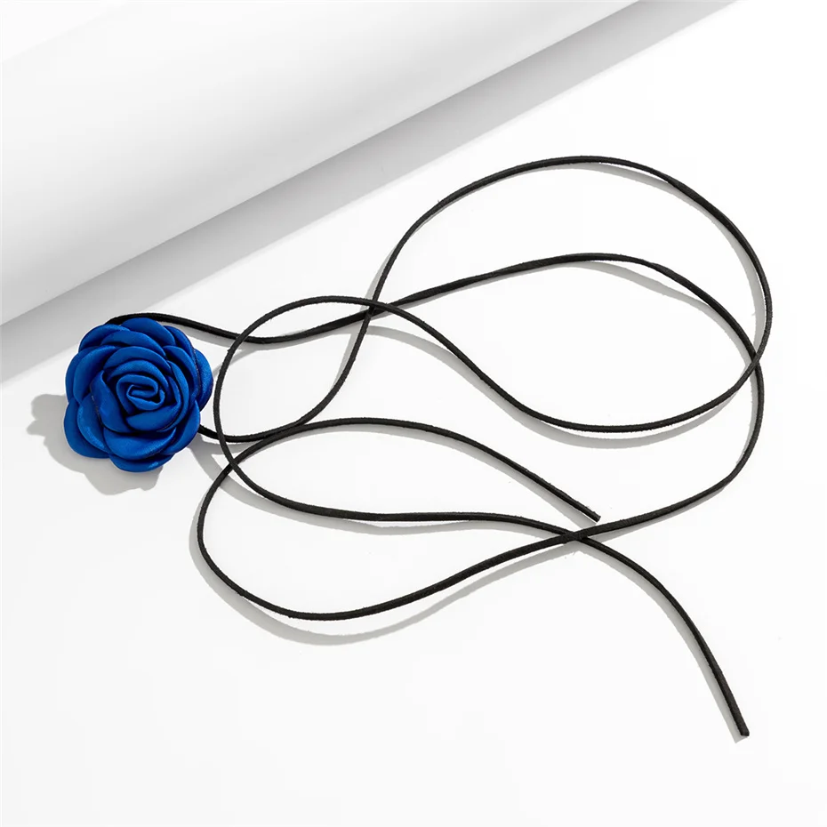 Romantische Gothic Große Rose Blume Schlüsselbein Kette Halskette für Frauen Damen Koreanische Mode Einstellbare Seil Halsband Y2K Zubehör – Detail 19