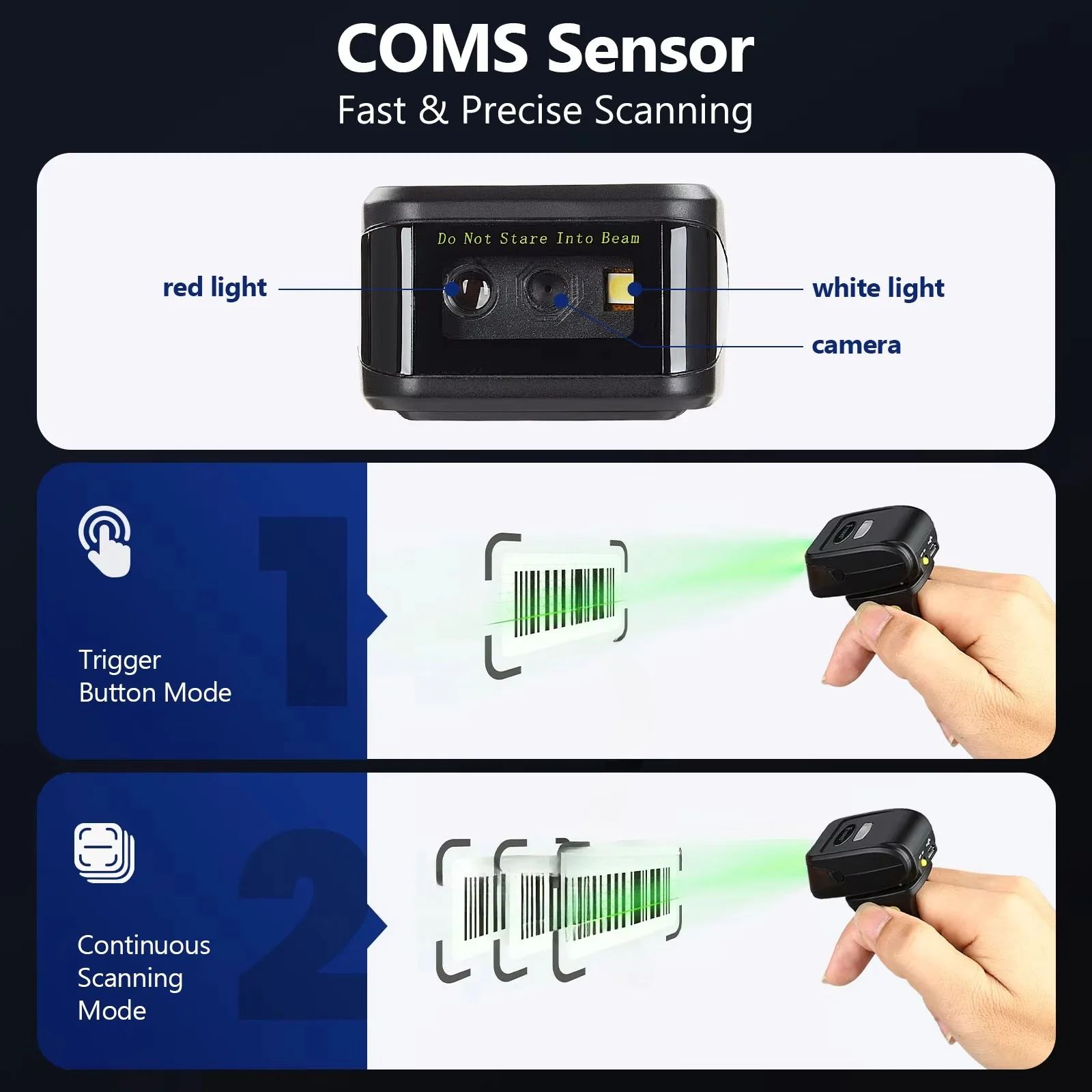 Eyoyo Wired Wireless Dual Connection Date Collector Smart Price Checker Ring Barcode Scanner for Windows, Ma OS, Android 4.0+ view 5