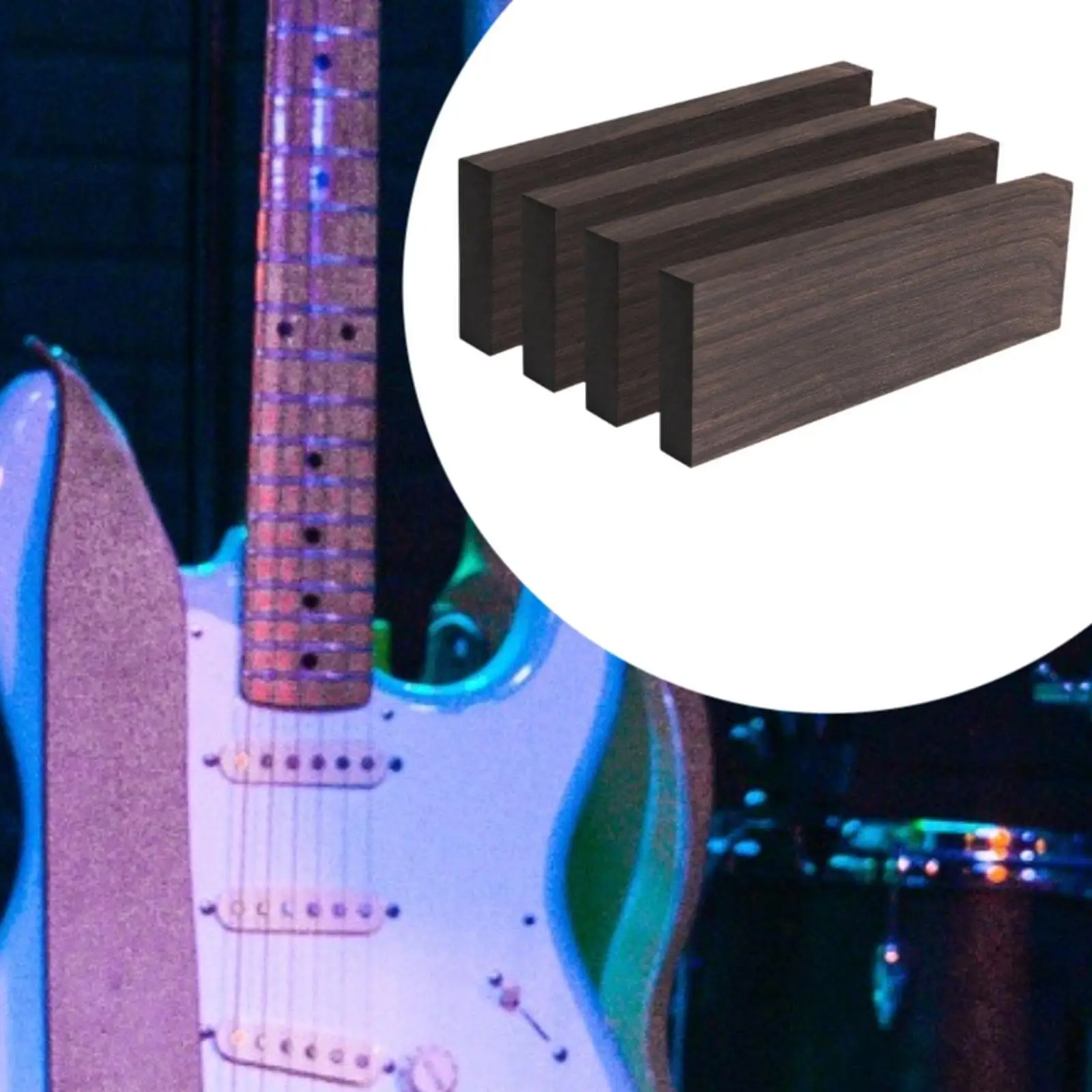 4 piezas de madera de ébano negro con superficie lisa para placas de mango, instrumentos DIY, tuercas, selletas, perillas y piezas de madera en bruto