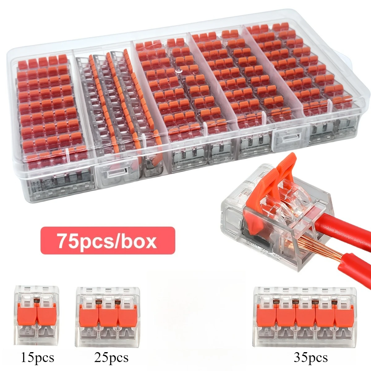 75 connecteurs métalliques rapides, connecteurs de câbles de type levier, adaptés aux micro-connecteurs rapides avec un diamètre de fil de 75 pièces.
