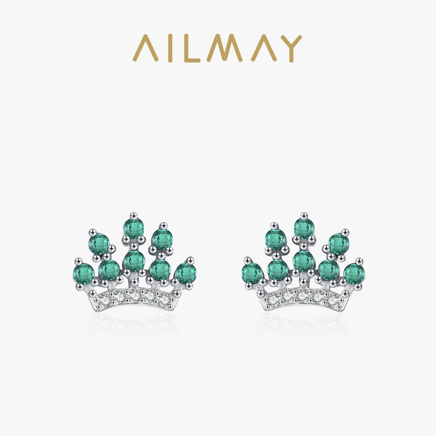 

Ailmay стерлингового серебра 925 пробы, модные серьги-гвоздики с зеленым цирконием и короной для женщин, шикарные изысканные вечерние ювелирные изделия, подарок