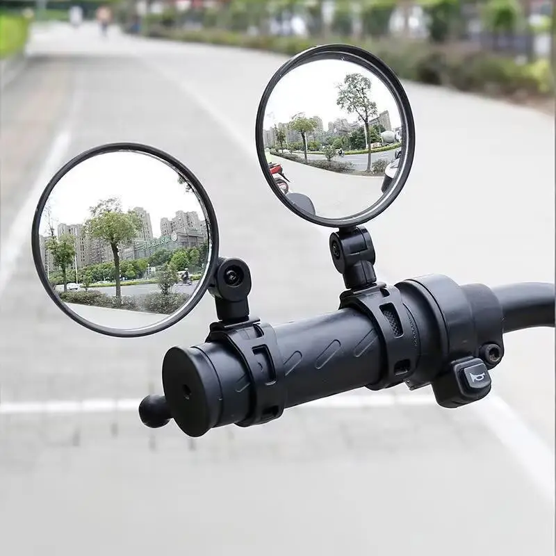 360 Degree Electric Scooter Rearview Mirror Rotatable Adjustable Rear View Glass Replacement Wide Angle Convex Surface