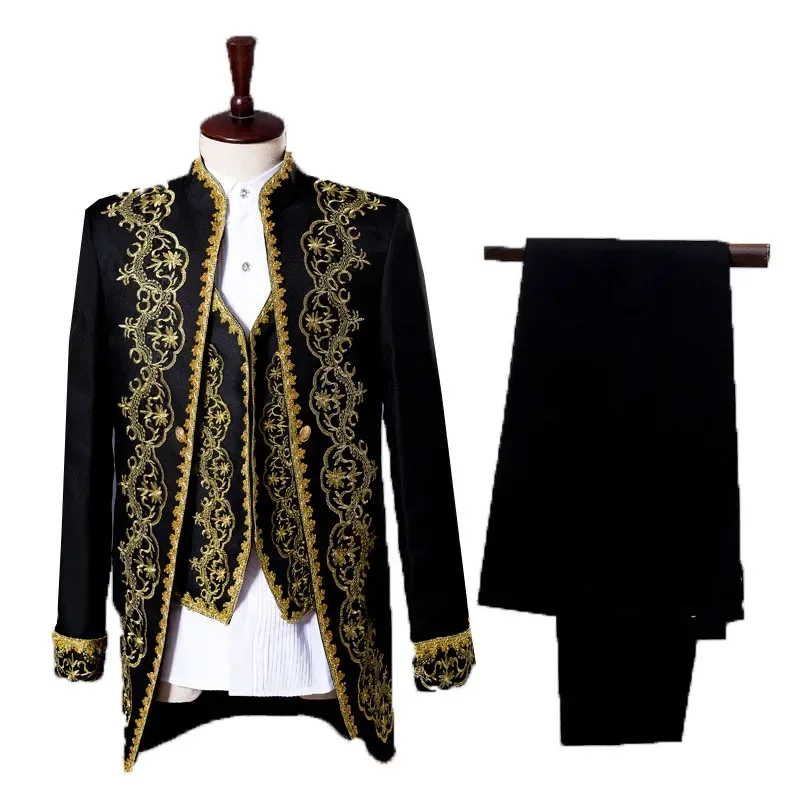 Robe de mariée prince victorien de luxe pour hommes adultes, olympiques blazer, costume de cosplay de scène, veste brodée, pantalon glaCoat, surintendant, ensemble ser