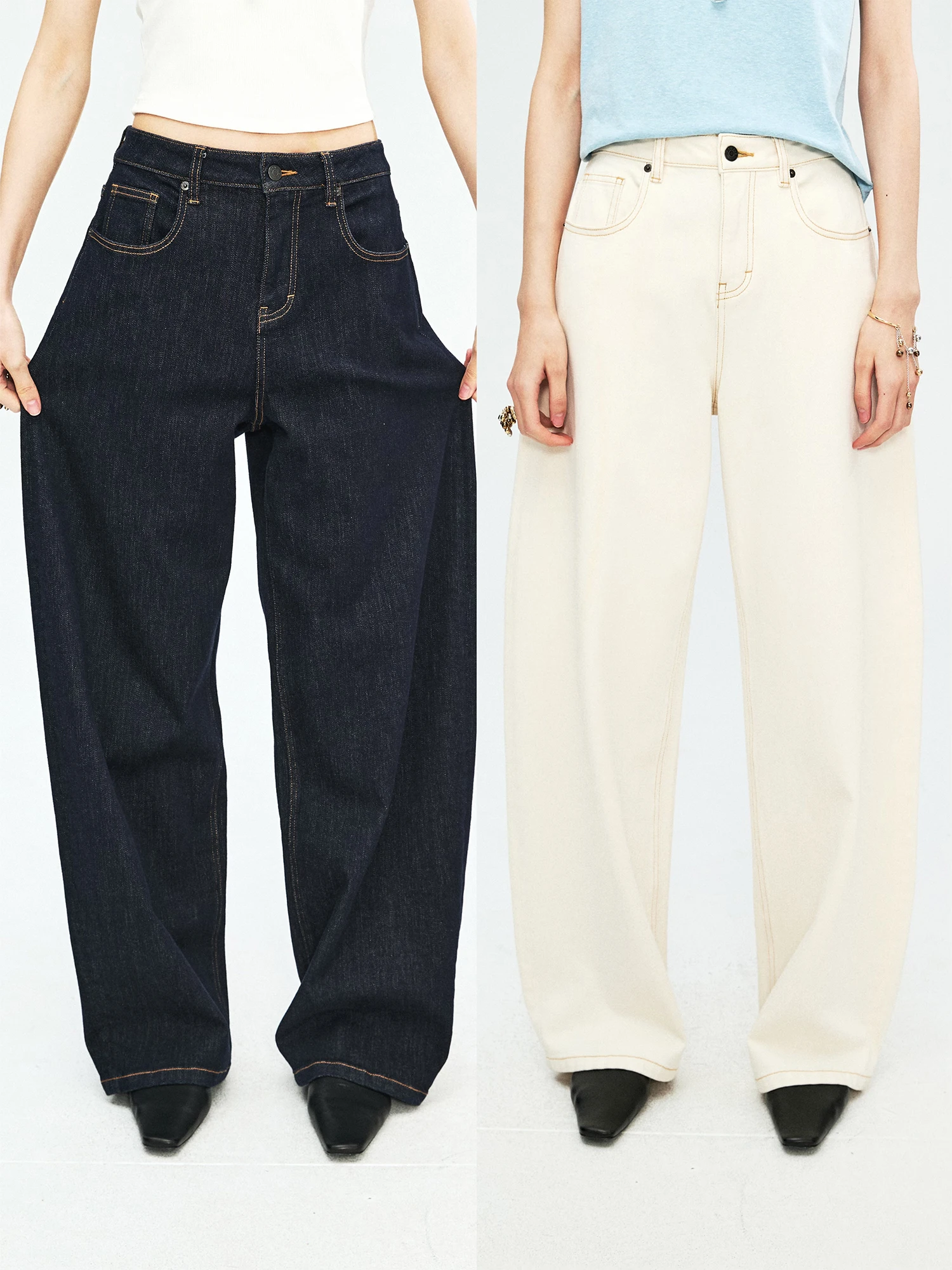 

MRS Studios Casual Wide Leg Jeans Loose Fit Lazy Knife Denim Pants Autumn Cotton Stretch Youth Loose Sle Zipper Closure